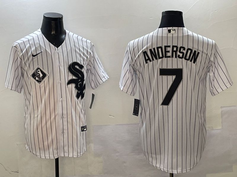 Men Chicago White Sox #7 Anderson White Stripe Game 2025 Nike MLB Jersey style 5->chicago white sox->MLB Jersey